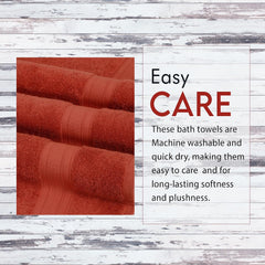 Ambra Linens Highly Absorbent Bath Towel 1900 Gsm | 100% Cotton Soft & Plush All Seasons Use Large Size -4 Pcs (Rust)