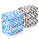 Kuber Industries Microfiber Soft Face Towel 1200 Gsm | Absorbent Hanging Hand Towels For Wash Basin Bathroom | Zig Zag - Grey & Blue (6 Pcs)