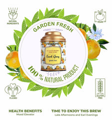 San-Cha Earl Grey Green Tea - 100gm, 3.5 Ounce | Rich In Active Antioxidants & Fresh Citrus - Environment Friendly & Made In Corn Fiber | Low Caffeine
