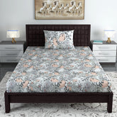 1 Single Bedsheet With 1 Pillow Cover - 57 X 87 Inches, Blush & Grey | Skin Friendly Fabric For Everyday Use - Soft, Breathable & Comfortable Sleeping