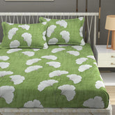 Double Bedsheet For Queen Size With Tow Pillow Cover - 72 X 72 Inches, Light Green | All Around Elastic Fitted Breathable & Durable, Soft Touch & Perfect For All Seasons
