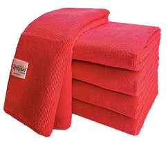Softspun Microfiber Cleaning Cloths Towel 300 Gsm | Thick Lint & Streak-Free Multipurpose Cloths Automotive Microfibre Towels For Car, Bike Cleaning Polishing Washing Pack Of 5 (Red)