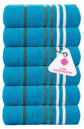 Casa Copenhagen Egyptian Cotton Ecstatic Hand Towel 740 Gsm (Teal Blue)- 6 Pcs