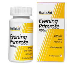 Healthaid Evening Primrose Oil 1000mg With Vitamin E, For Women Health & Skin Care, Supports Hormonal Balance, Helpful For Pms & Menopause, Rich Source Of Omega 6 | 30 Softgel Capsules 50gm 0.1lbs