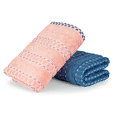Mytrident 100% Cotton Bath Towel 1200 Gsm (Peach & Blue) - 2 Piece