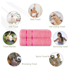 Casa Copenhagen Designed In Denmark Eternal Super Soft 2 Pieces 100% Cotton Large Bath Towel 525 Gsm - Pink