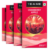 TE-A-ME Cranberry Apple Cheer Tea - Pack Of 4 X 25 Infusion Tea Bags | Reduces Wrinkles, Fine Lines - Caffeine Free, Sugar Free | Enjoy Hot Or Cold Tea