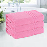Kuber Industries Bath Towel 1350 Gsm | Towel For Bath, Gym, Travel & Beach | Plain Lining (Pink)- Pack Of 3