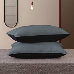 Premium Microfiber Soft Pillow For Sleeping, Black & Grey, King Size - 17 X 27 Inches | Comfy Hotel Comfort Pillow, Vacuum Packed | Bed Pillow, Hypoallergenic, Lightweight - Set Of 2