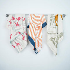 Thirsty Towel Bamboo Bath Towels 720 Gsm | Quick Dry Lightweight High Absorbent Bath Towel Large Size | Set Of 3 (Cheetah Charm, Tangerine Dream & Tropical Flamingo)