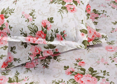 Single Bedsheet With 1 Pillow Cover - 55 X 88 Inches, White & Pink | Lightweight, Soft & Breathable - Perfect For Gifting On Weddings Bedsheet