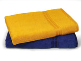 Lukzer 100% Cotton Bath Towels 1000 Gsm | Super Absorbent Soft Large Body Napkin Quick Dry Lightweight Towels (Yellow & Blue) - 2 Piece