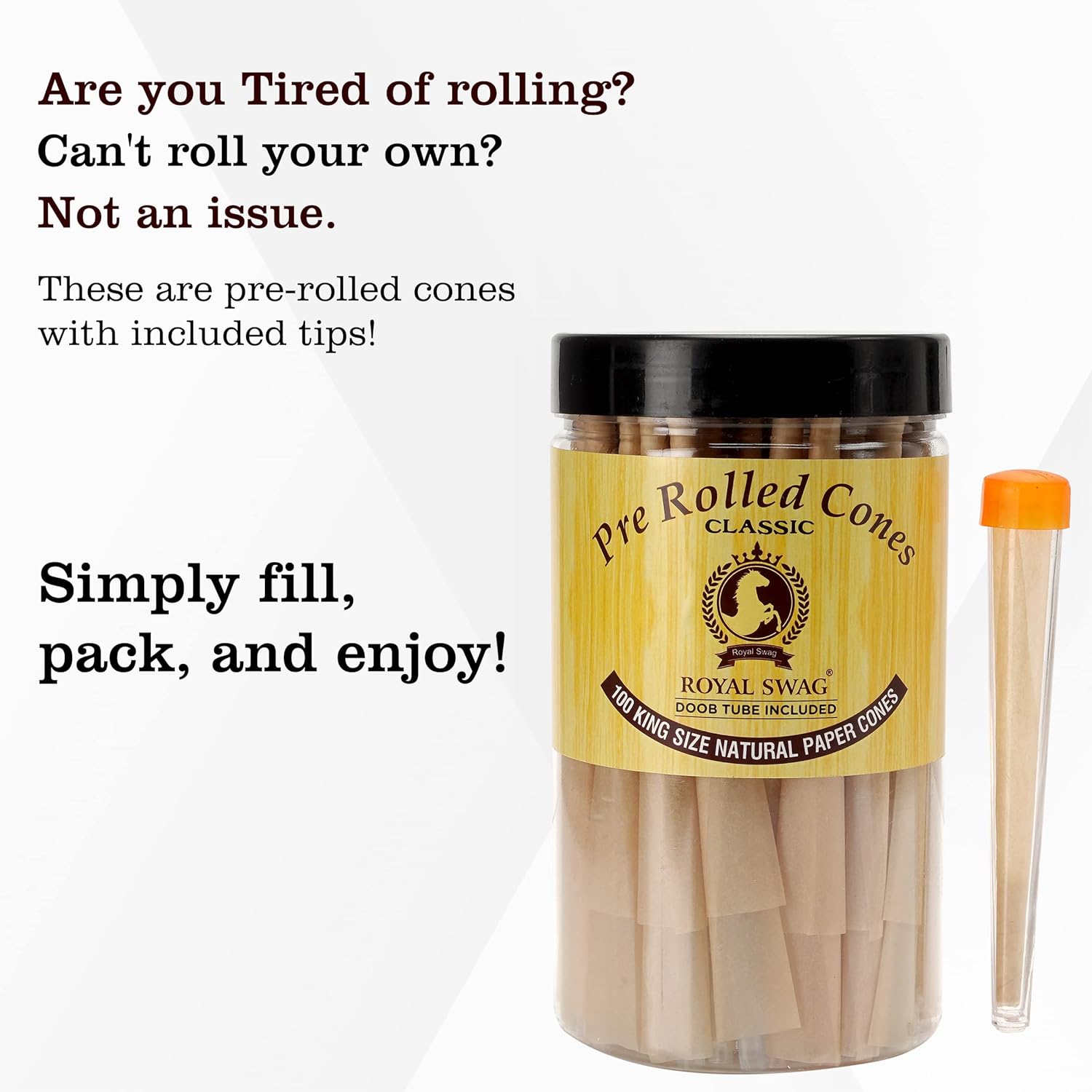 Royal Swag Tobacco & Nicotine Free Smoking Mixture With 100% Natural Herbal Smoking Blend 1 Pack -100gm With Pre-Rolled Cones Classic King Size Rolling Papers With Filter Tips - 110mm Long Cones Royal Swag Tobacco & Nicotine Free Smoking Mixture With 100% Natural Herbal Smoking Blend 1 Pack -100gm With Pre-Rolled Cones Classic King Size Rolling Papers With Filter Tips - 110mm Long Cones