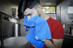 Softspun Microfiber Gym & Sports Sweat Towel 340 Gsm | Ultra Absorbent Lightweight Ultracompact Quick Drying For Working Out, Camping Hiking Travel Men & Women (Blue)