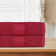 Bedspun Cotton Bath Towel 800 Gsm | Gym, Workout, Super Soft Absorbent, Lightweight, Ultra Absorbent, Quick-Drying Towel (Wine Red) - 2 Pcs