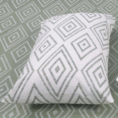 144 TC Single Bedsheet Elastic Fitted Pure Cotton With 1 Pillow Cover - 36 X 78 Inches, Sage Green & White | Breathable & Wrinkle Free Bedsheet