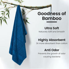 Mush Hearth & Haven Bamboo Large Size Bath Towels 900 Gsm | Bamboo Bath Towel Soft, Highly Absorbent & Quick Dry (Steel Blue & Teal) - Pack Of 2