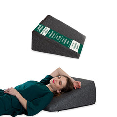 Bed Wedge Pillow For Back Support, Leg Elevation Memory Foam Pillow, Grey, Standard Size - 18 L X 18 W X 12 H Inch | HR Foam With Removable Cover, Eco-Friendly, Use For Head, Shoulders