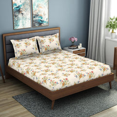King Size 1 Double Bedsheet With 2 Pillow Covers - Size 108 X 108 Inches, Multicolor | Soft Feel Wrinkle Resistance | Durability & Comfort, Breathable