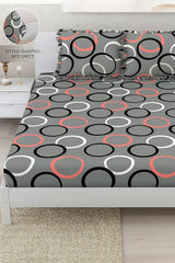 Premium Heavy King Size Bedsheet With 2 Frill Pillow Covers | 72 X 78 Inches, Grey & Black | Double Bed, All-Around Elastic Fitted | Luxurious Comfort & Durability