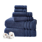 Mytrident Finesse 100% Cotton 2 Bath + 2 Hand & 2 Face Towels 1800 Gsm (Navy) -6 Piece