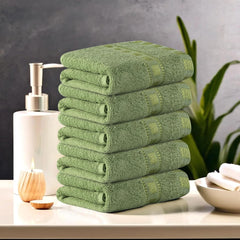 Kuber Industries Cotton Hand & Face Towels 200 Gsm | Easily Washable Workout Gym Napkins For Men - Green (Pack Of 5)