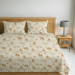 Luxurious Queen Size Bedsheet For Double Bed With 2 Pillow Cover - 90 X 90 Inches, Cream & Rose Brown | Perfect For Daily Use, Guest Rooms | Gift For Housewarmings, Weddings