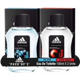 Adidas Ice Dive + Team Force Eau De Toilette Spray 100ml 3.4 Fl.oz. Each Pack Of 2 Developed With Athletes | Perfect Gift For Husband