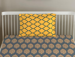 Cotton Printed Single Flat Bedsheet With 1 Pillow Cover - 60 X 100 Inches, Warm Grey & Mustard | Breathable & Skin Friendly Bedsheet | Ideal For Year Round Use