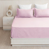 Cotton Flat Bedsheet For Queen With 2 Pillow Cover - 90 X 108 Inches, Light Pink | Ideal For Everyday Use Bedsheet - 300 Thread Count