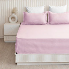 Premium Soft Cotton Bedsheets With 2 Piece Pillow Cover, Double Bed - 90 X 100 Inches, Light Pink | Wrinkle-Free & Skin-Friendly