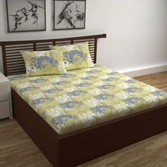 100% Cotton Double Bedsheet With 2 Pillow Cover - 87 X 100 Inches, Lemon Green | Lightweight, Soft, Skin Friendly - Durable Bedsheets For Everyday Comfort
