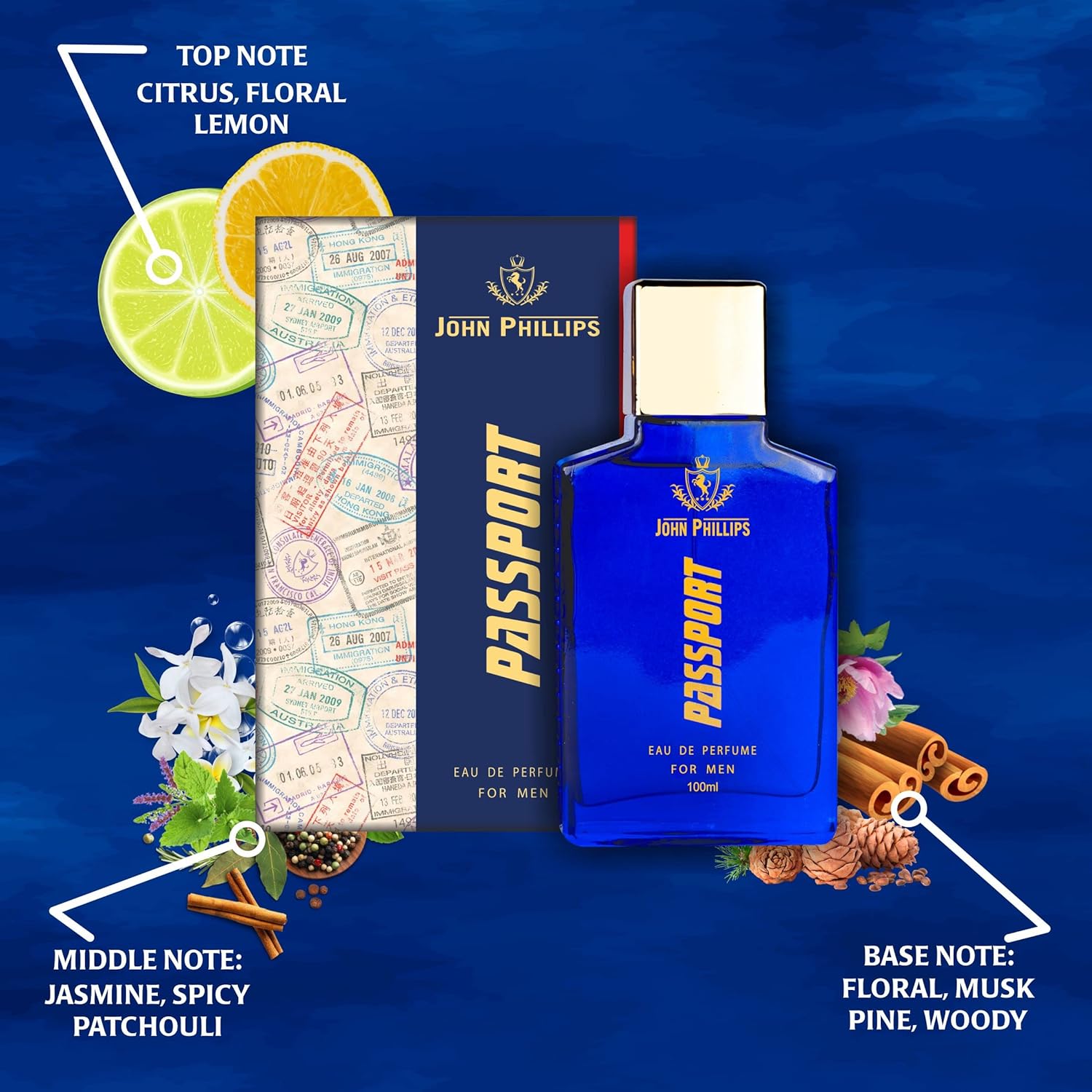 John Phillips Men Passport 100ml 3.4 Fl.oz. & Water Drops 125ml 4.2 Fl.oz. Pack Of 2 For Unisex John Phillips Men Passport 100ml 3.4 Fl.oz. & Water Drops 125ml 4.2 Fl.oz. Pack Of 2 For Unisex