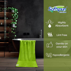 Softspun Microfiber Bath & Hair Care Towel | Super Soft & Comfortable, Quick Drying, Ultra Absorbent In Large Size Towel (Green)