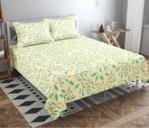 Pure Cotton Double Bed Bedsheets With 2 Pillow Covers - 86 X 90 Inches, Cream | Ideal For House - Bedroom, Guest Room, Perfect Gift For Festivals