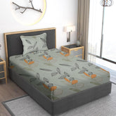 280 TC Print Cotton 1 Single Bedsheet With 1 Pillow Cover - 60 X 90 Inches, Green & Mustard | Soft & Breathable Fabric, Skin-Friendly Bed Sheet For All Seasons