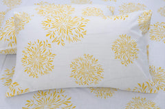 1 Single Bedsheet With 1 Pillow Cover | Durable & Long Lasting Fabric, Easy Hand & Machine Wash | Size - 55 X 88 Inches, White & Yellow