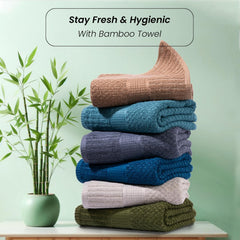 Mush Hearth & Haven Bamboo Large Size Bath Towels 450 Gsm | Bamboo Bath Towel Soft, Highly Absorbent & Quick Dry (Moss Green)