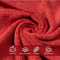 Akiko Home 100% Cotton Essential Series Face Towel 600 Gsm | Soft Absorbent & Durable Washcloth For Men & Women, Compact Travel Towel -Pack Of 4 (Maroon & Green)