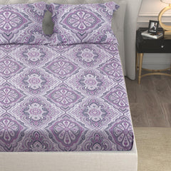 Cotton Bedsheet King Size Bed With 2 Pillow Covers - 100 X 108 Inches, Mauve | 150 Thread Count Floral Bedsheet For Double Bed - Breathable & Lightweight