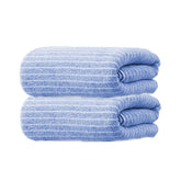 Black Gold The Finer Touch Microfiber Striped Hand Towel 400 Gsm | Soft & Quick Dry, Lightweight & Absorbent Face Towel (Blue) - Pack Of 2