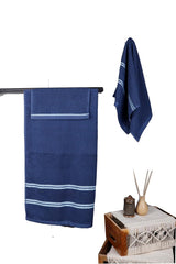 Vivan Homes 100% Cotton Bath, Hand & Face Towel 900 Gsm | Soft & Absorbent Ultra Soft & Quick Dry Bath Towels For Men Women Towel Set - Blue (Set Of 3)
