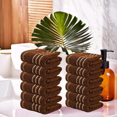 Kuber Industries Cotton Face Towel 2400 Gsm | Workout Gym Napkins Hand Towel For Men & Woman Quick-Drying Napkins -Dark Brown (Pack Of 12)