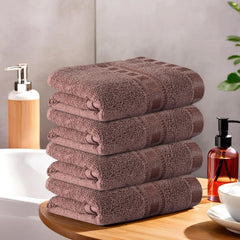 Kuber Industries Medium Size Cotton Hand/Face Towel 800 Gsm (Brown) - Pack Of 4
