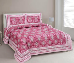 Jaipuri Cotton Bedsheet For King Size With 2 Pillow Covers | 90 X 108 Inches, Wine | Ultra-Soft & Skin-Safe | Breathable Summer Comfort