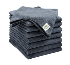 Softspun Microfiber Cleaning Cloths 800 Gsm | Highly Absorbent Lint & Streak Free Multi Purpose Wash Cloth For Bike & Car, Stainless Steel Silverware (Pack Of 8)- Grey