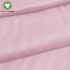 Luxurious Satin Stripe Soft Flat Bedsheets 2 Pillow Covers, Double Size - 84 X 90 Inches, Light Pink | Good For Home, Hotel, Villa, Resort & Guest House