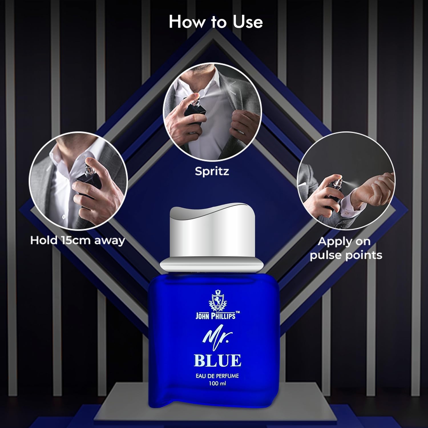 John Phillips Passport & Mr Blue Eau De Perfume 100ml 3.4 Fl.oz. Each Pack Of 2 For Men John Phillips Passport & Mr Blue Eau De Perfume 100ml 3.4 Fl.oz. Each Pack Of 2 For Men