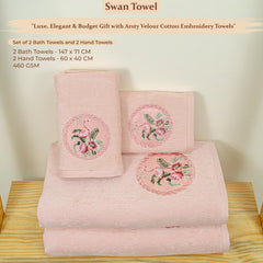 Akiko Home Prima Dream 100% Cotton 2 Bath & 2 Hand Towel 1400 Gsm | Soft, Absorbent & Durable, Cotton Bath & Hand Towel | Pack Of 4 (Peach)