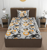1 Single Bedsheet With 1 Pillow Cover - All Around Elastic Fitted | 100% Premium Fabric Is Lightweight, Soft & Comfortable | Size 36 X 72 X 8 Inches, Grey & Black
